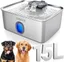 Sibays 15L Bebedero Perro Grande, Fuente Acero Inoxidable con Ventana Visible y LED Inteligente